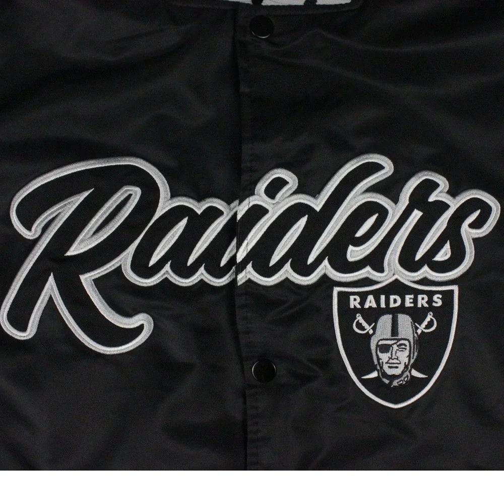 Las Vegas Raiders Satin Bomber Jacket Mens Large NFL Ultra Game Varsity